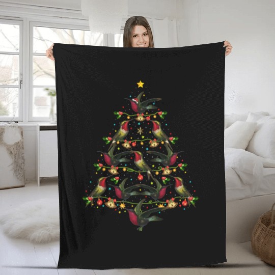 Hummingbird Lover Xmas Gift Hummingbird Christmas Fleece Blankets