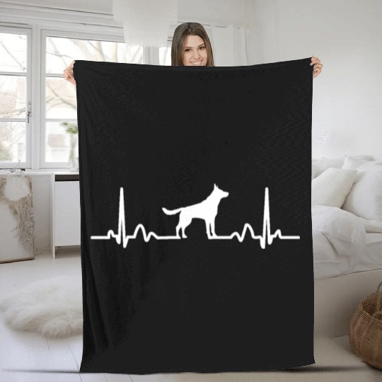 German Shepherd Dog Heartbeat Fleece Blankets