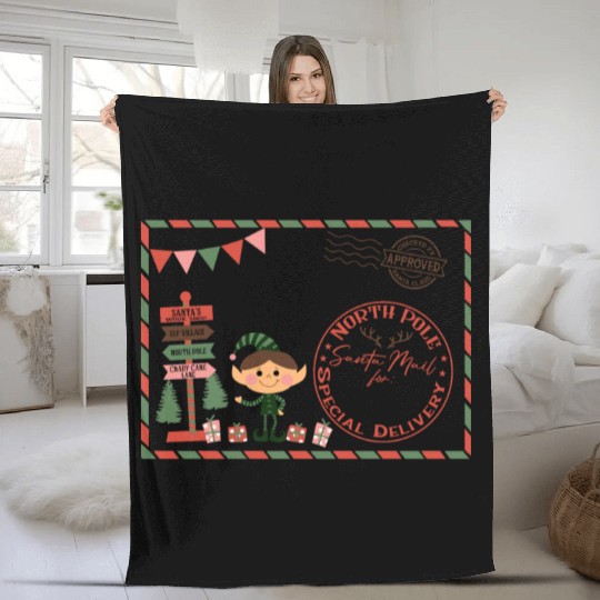 Santa Letter Elfe North Pole Specjal Delivery Mail Fleece Blankets