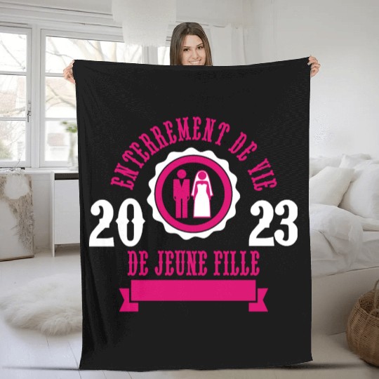 Funny Wedding bride bachelorette party 2023 Fleece Blankets