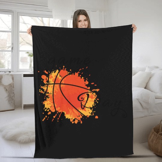 Game Day Basketball Lightning Bolt Fleece Blankets