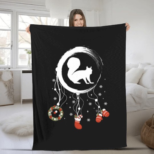 Winter dreamcatcher Christmas Squirrel Fleece Blankets