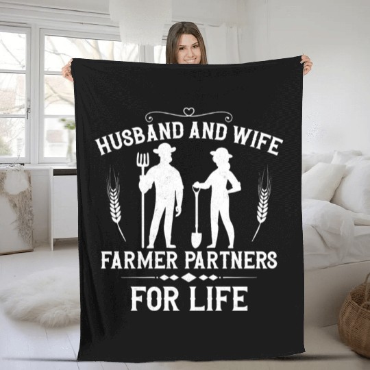 Farming Farmer Husband Wife Fleece Blankets