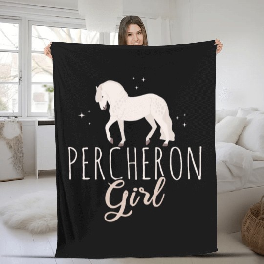 Percheron Horse Girl Horses Lover Horse Riding Hor Fleece Blankets