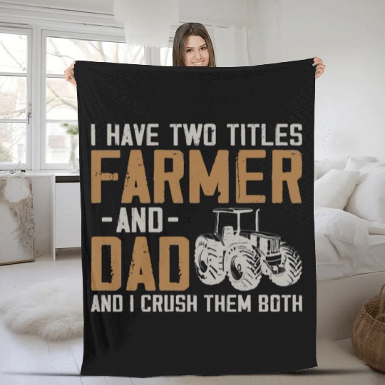 Farming Farmer Dad Father Vintage Fleece Blankets