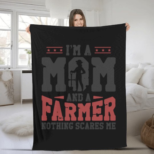 Farming Farmer Mom Mother Vintage Fleece Blankets