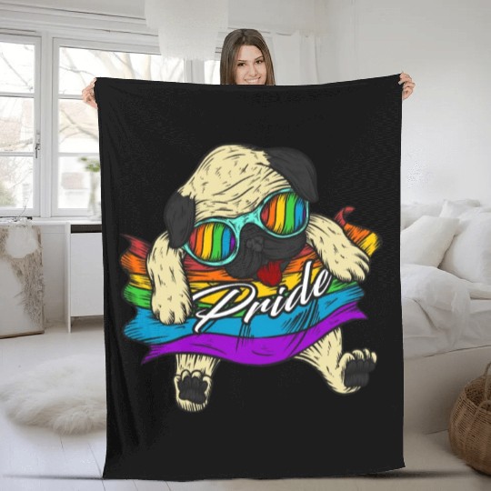 Pug Dog Gay Pride Lgbt Pride Fleece Blankets