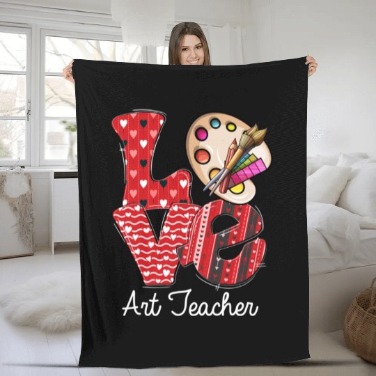 LOVE Art Teacher Valentines Day Teacherlife Fleece Blankets