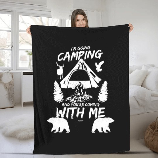 Camping nature animals wilderness mountains forest Fleece Blankets