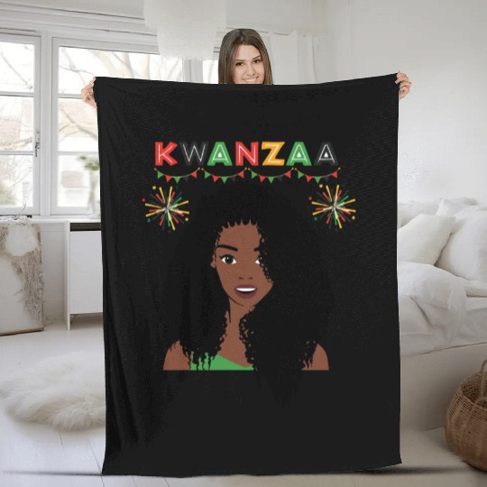 Happy Kwanzaa African Pride Black Woman Fleece Blankets