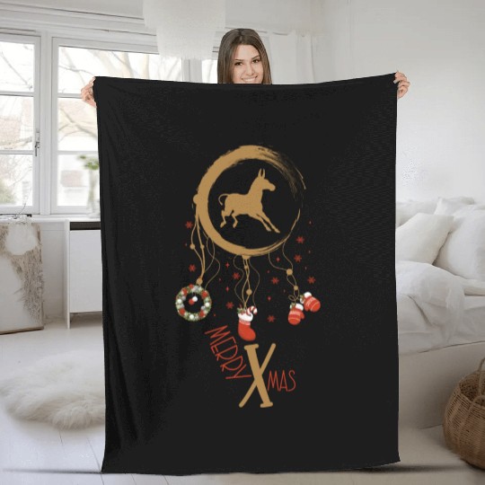 Winter dreamcatcher Christmas Donkey Fleece Blankets