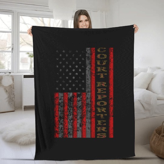 Cool Patriotic Court Reporters Usa Us Flag Idea Fleece Blankets