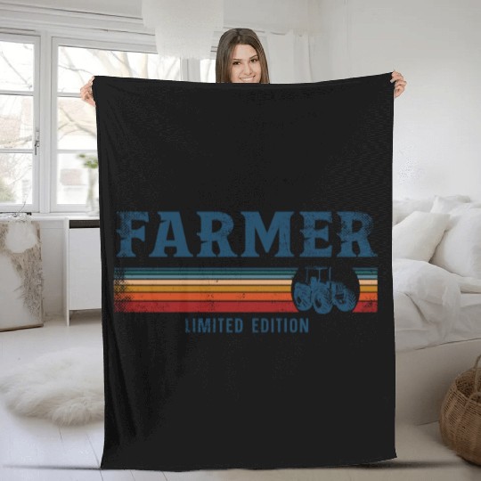 Farming Farmer Retro Vintage Fleece Blankets