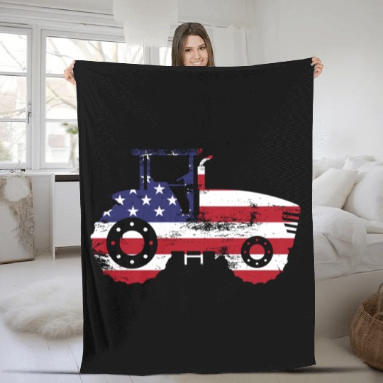 Farming Farmer American Flag Us Fleece Blankets