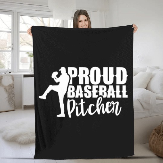 Proud Baseball Pitcher Hobby Sayings Player Fleece Blankets