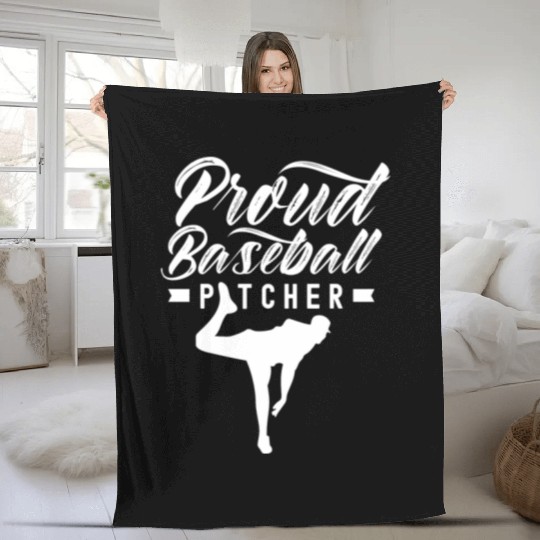 Proud Baseball Pitcher Hobby Player Sayings Fleece Blankets
