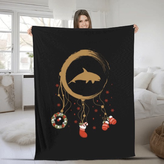 Winter dreamcatcher Christmas Orca Fleece Blankets