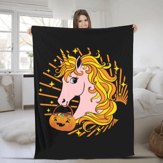 Halloween Fleece Blankets, Cute Candy Corn Unicorn Candy