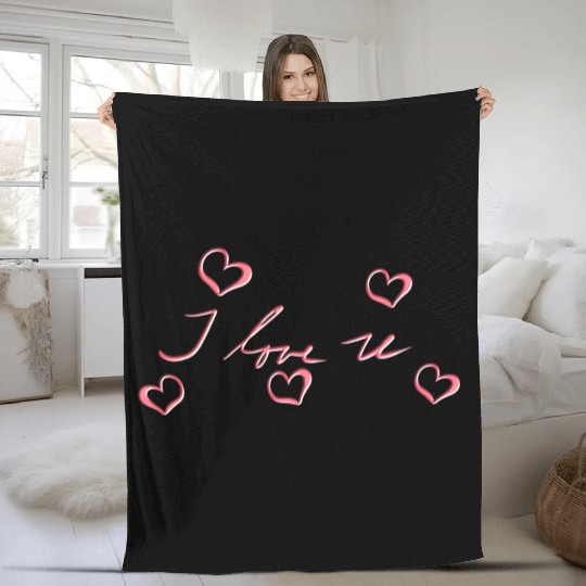 i love you heart heart red Fleece Blankets