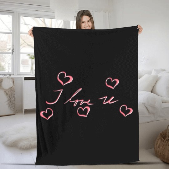 i love you heart heart red Fleece Blankets