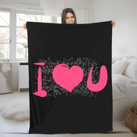 heart pattern dots i love you Fleece Blankets