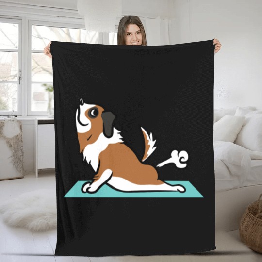 Saint Bernard Yoga Pose Fleece Blankets