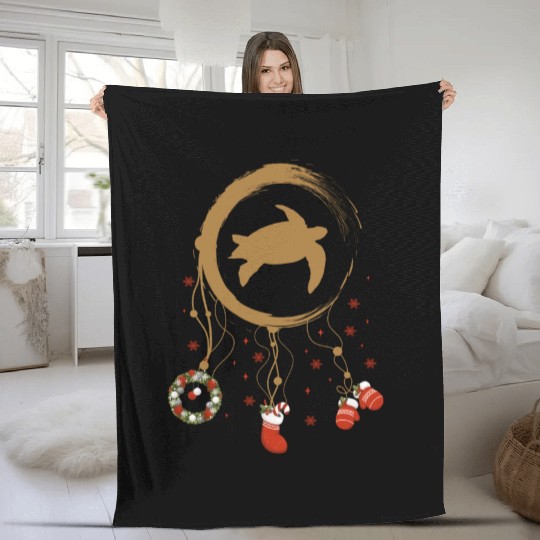 Winter dreamcatcher Christmas Sea turtle Fleece Blankets