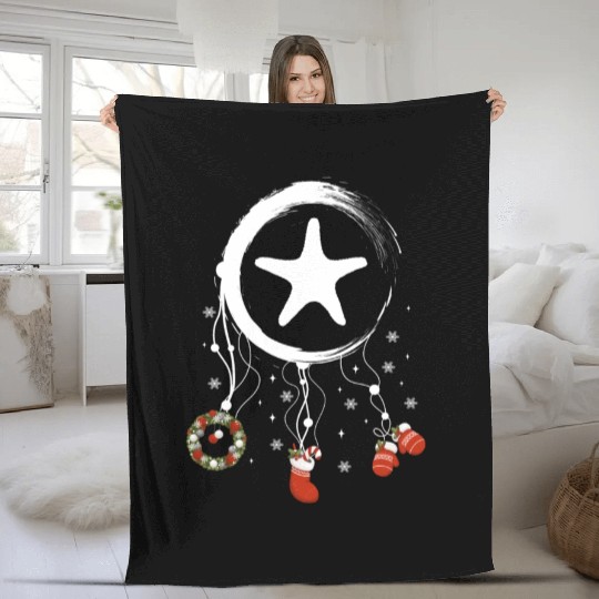 Winter dreamcatcher Christmas Starfish Fleece Blankets