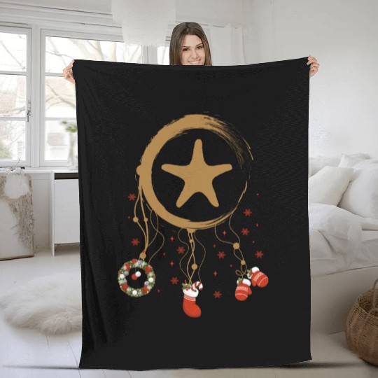 Winter dreamcatcher Christmas Starfish Fleece Blankets