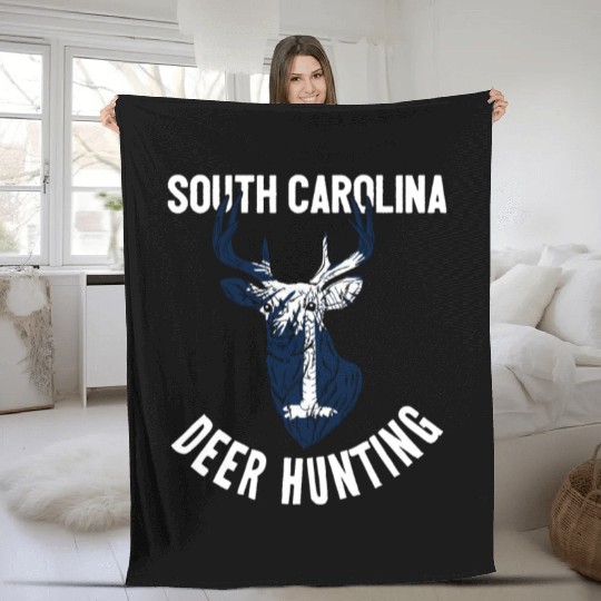 South Carolina Deer Hunting Buck Stag Hunter Fleece Blankets