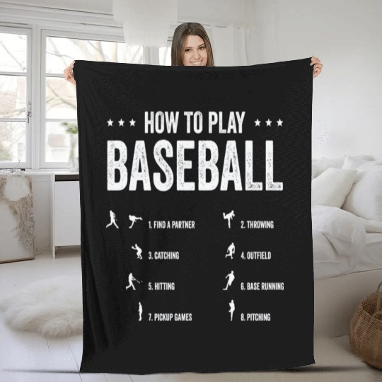 How To Play Baseball Step by Step Player Fleece Blankets
