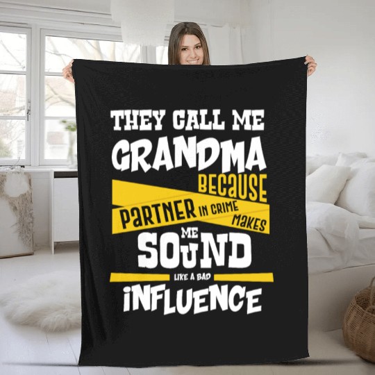 Grandma Gift Partner in Crime Bad Influence Fleece Blankets
