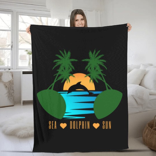 dolphin nature Fleece Blankets