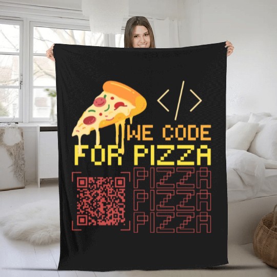 We Code For Pizza | Software Developer Meme Fleece Blankets