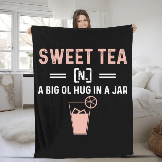 Funny Sweet Tea N A Big Ol Hug In A Jar Fleece Blankets
