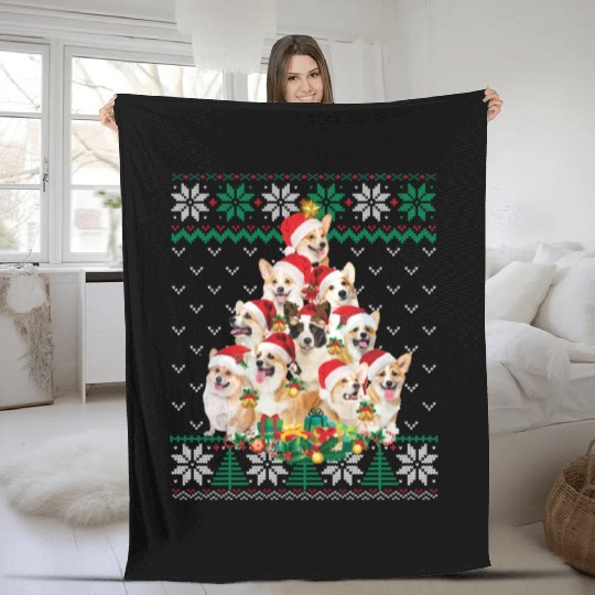Corgi Christmas Funny Dog Lover Xmas Fleece Blankets