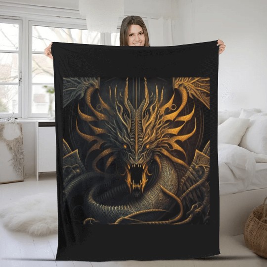 Dark fantasy dragon cover version 2 Fleece Blankets