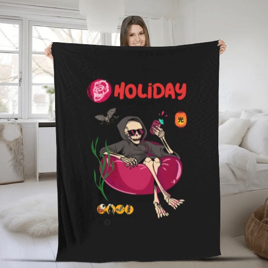 Skeleton fantasy design holiday style and horror Fleece Blankets