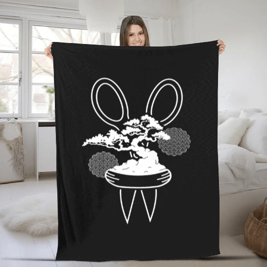 Bonsai Scissors Tree Garden Fleece Blankets