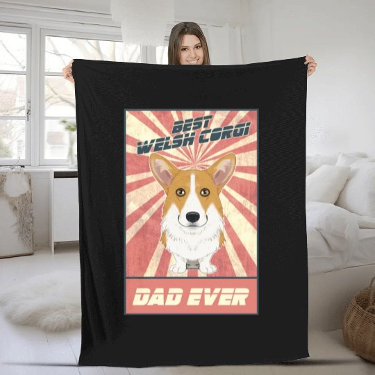 Best Welsh Corgi Dad Ever I Corgi Lover Fleece Blankets
