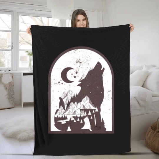 night wolf Fleece Blankets
