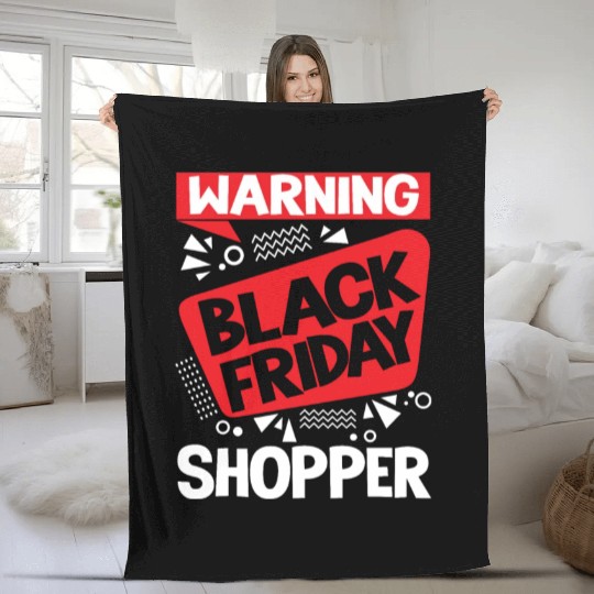 Warning Black Friday Shopper for Shopping Fans Fleece Blankets