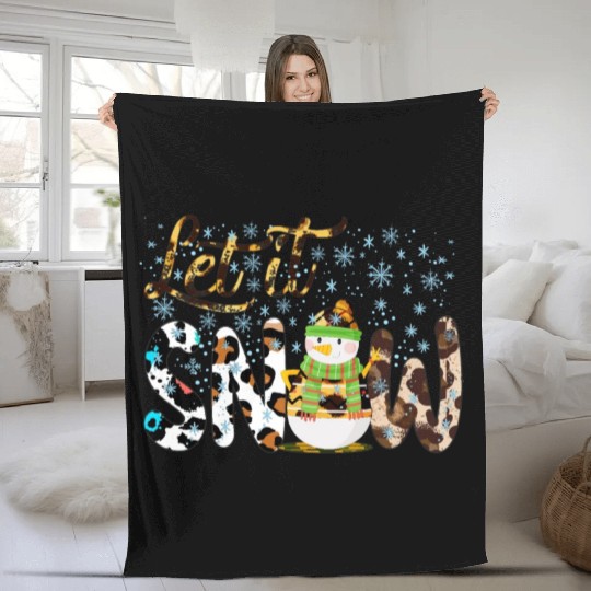 Christmas Snowman, Let it snow , Snowman gift Fleece Blankets