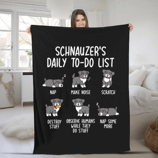 Schnauzer Daily To Do List Fleece Blankets