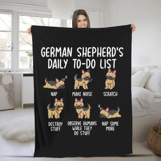 German Shepherd Daily To Do List Fleece Blankets