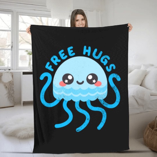 Jellyfish free hugs Fleece Blankets