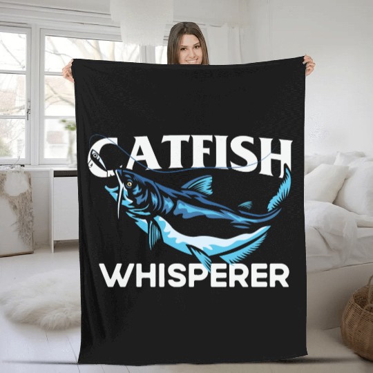 Catfish Funny Quote Whisperer Fish Grabbing Catfis Fleece Blankets