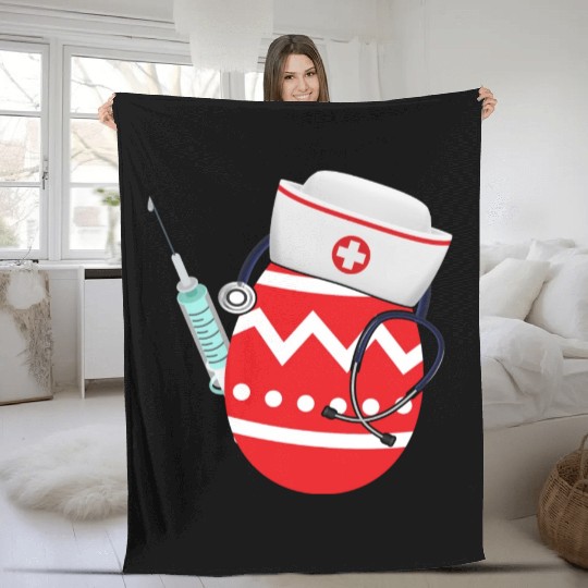 Funny Easter Egg Nurse Stethoscope Syringe RN Fleece Blankets