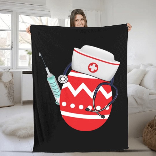 Funny Easter Egg Nurse Stethoscope Syringe RN Fleece Blankets