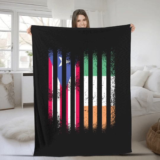 Puerto Rico Flag Ireland Grown Flags Stripes Fleece Blankets